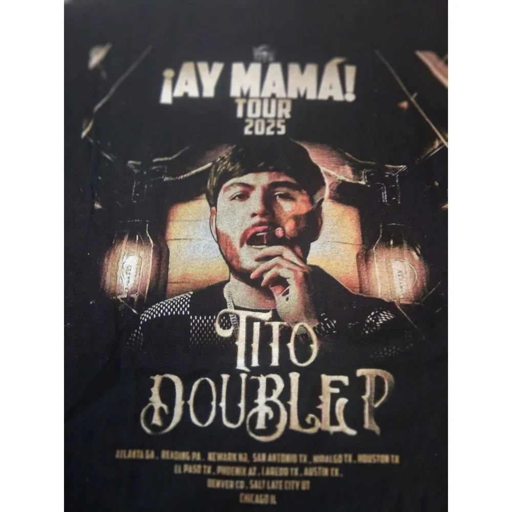 Tito Double P Ay Mama Tour 2023 Black Graphic T-Shirt Mens Size Large Gildan